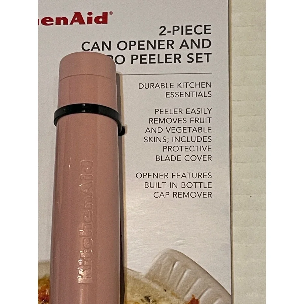 KitchenAid 2-Piece Can Opener and Euro Peeler Set Dried Rose Pink KQ388OHDRA New